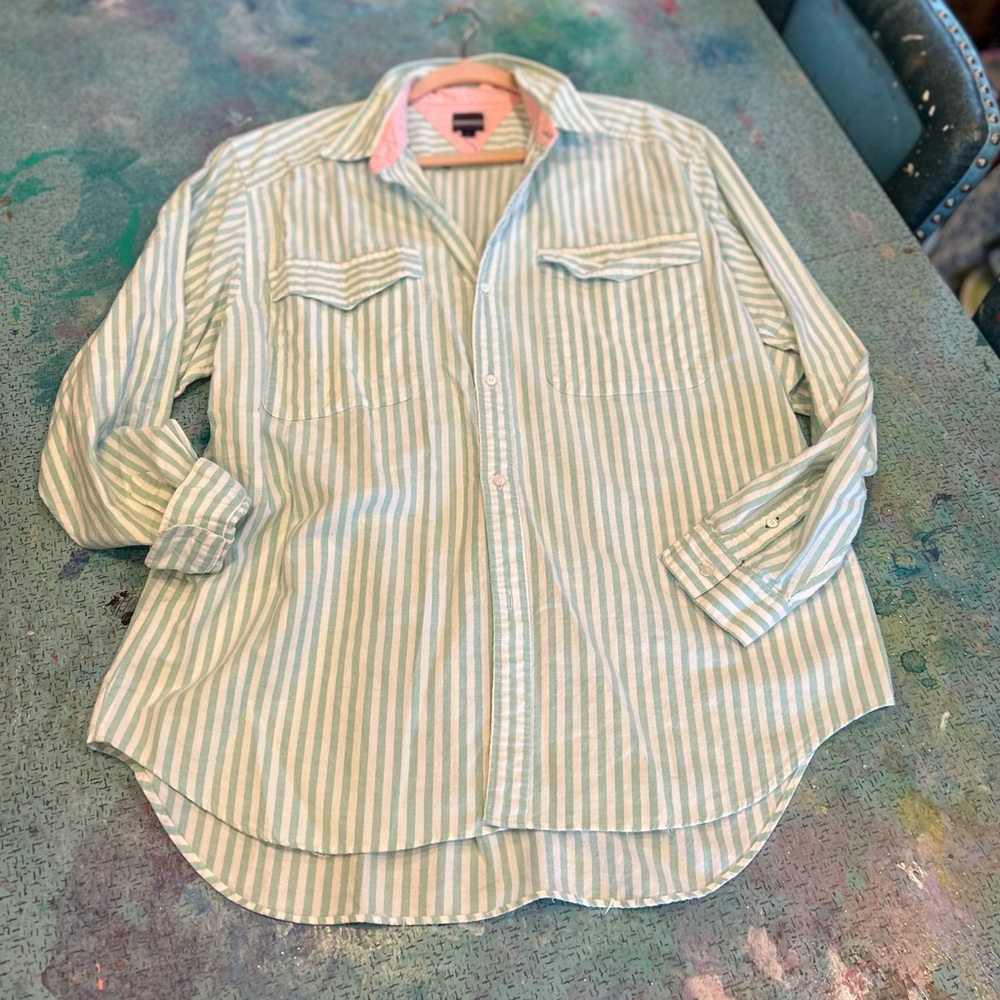 Sea Green Sear Sucker BF Shirt